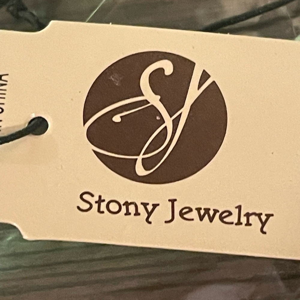 Stony Jewelry necklace, lime green, deep blue, rhinestone.​ - Picture 5 of 8